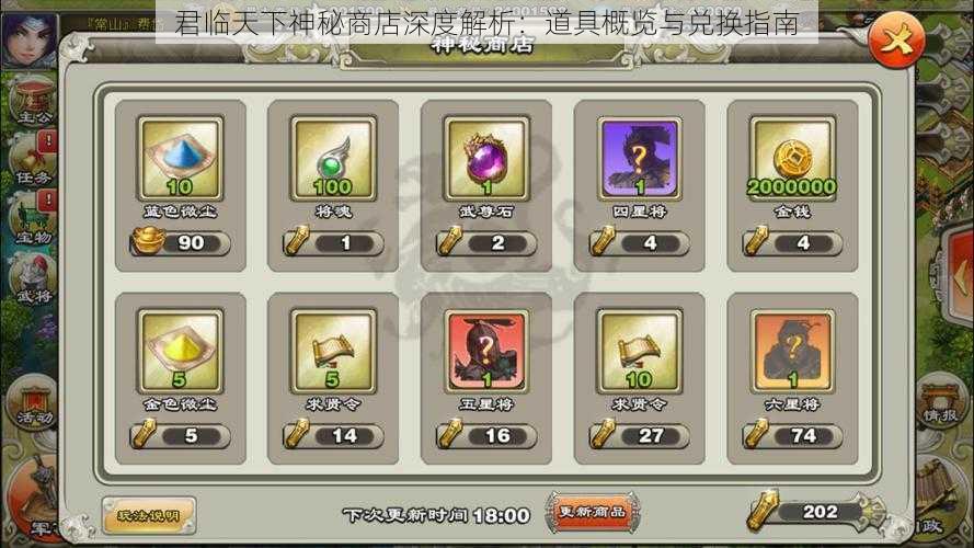君临天下神秘商店深度解析:道具概览与兑换指南